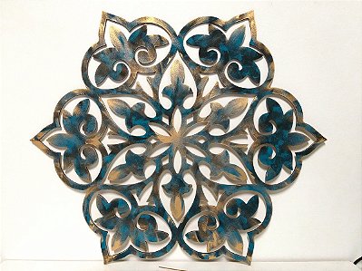 Mandala LTA24 40cm | azul turquesa e dourado