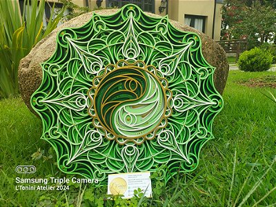 Mandala 3D 7C Yin Yang 40cm | Raio verde da cura