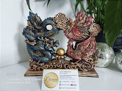 Fênix e Dragão 20cm | Rubi e Índigo