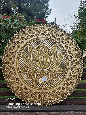 Mandala 3D 8C Flor de Lótus | Tons de ouro (do 25cm ao 90cm)