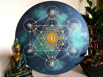 Mandala Cubo de Metatron | Azul (do 25cm ao 90cm)