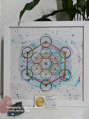 Mandala Cubo de Metatron Aquarela 30x30cm