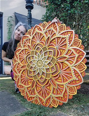 Mandala 3D 9C Dhalia | Tons quentes (do 25cm ao 90cm)