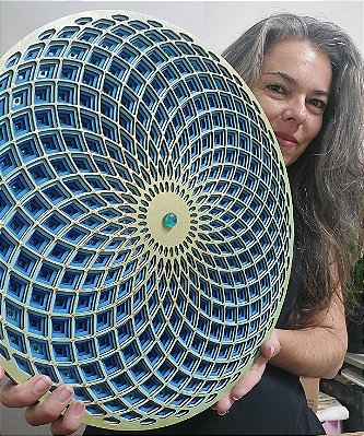 Mandala 3D 5C Torus  | Chama Azul (do 30cm ao 90cm)