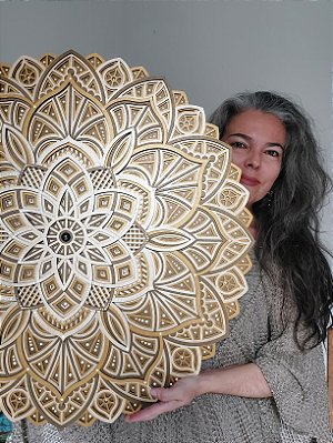 Mandala 3D 9C Dhalia | Tons de ouro (do 25cm ao 90cm)