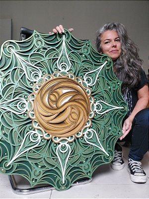 Mandala 3D 7C Yin Yang | Verde orégano (do 30cm ao 90cm)
