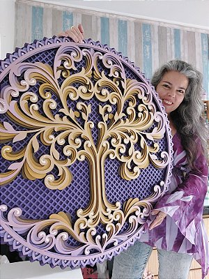 Mandala 3D 6C Árvore da Vida | Violeta (do 25cm ao 90cm)