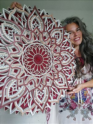 Mandala 3D 7C Flor de Gaia | Paleta Marsala (do 40cm ao 90cm)