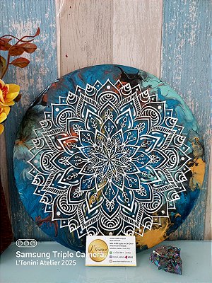 Mandala Andy 35cm | Acrílico derramado (peça única)