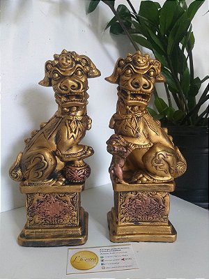 Casal de Cães de Fó 27cm | Ouro Velho