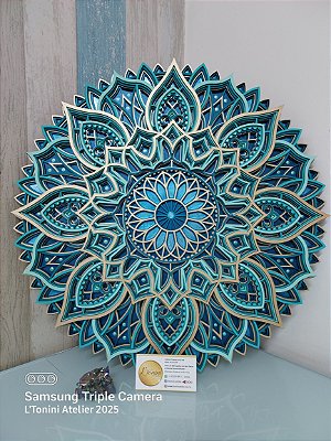 Mandala 3D 7C Flor de Gaia | Turquesa (do 40cm ao 90cm)