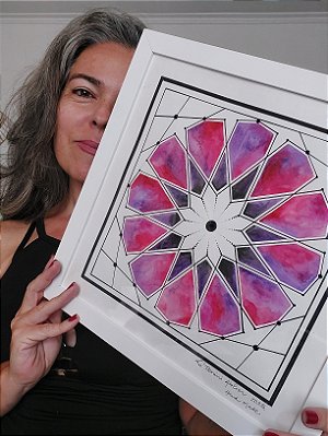 Mandala Flor de Marrakesh 2 em Aquarela 30x30cm