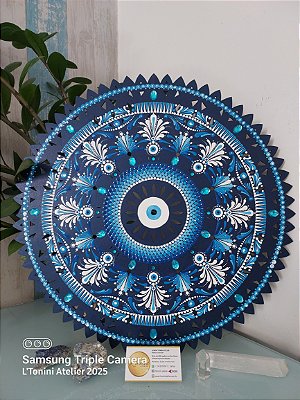 Mandala Olho Grego vazada pontilhismo 50cm