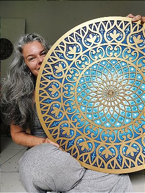 Mandala Duo Torus Gold Blue 2 70cm