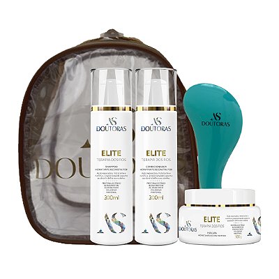 Kit Elite - Shampoo + Condicionador + Máscara + Escova Perfumada Azul | As Doutoras