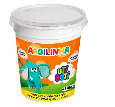 MASSINHA COM ARGILA 500G BRANCO * UTI-GUTI