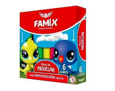 MASSINHA DE MODELAR 6 CORES 90G * FAMIX