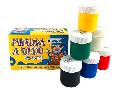 Tinta para pintura a dedo 06 Cores 15ml. - Maripel