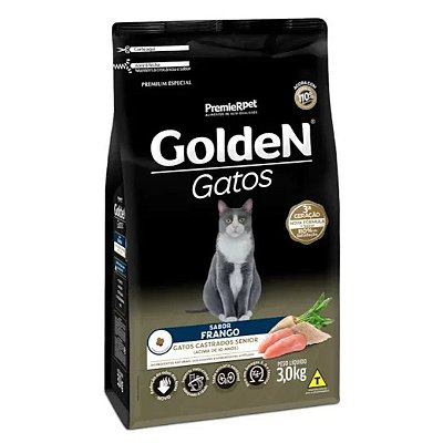 RACAO GOLDEN GATOS CASTR SENIOR FRANGO 3KG