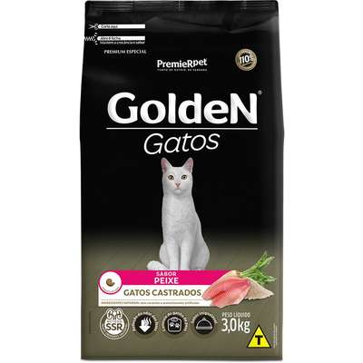Ração Golden Gatos Cast Peixe 3Kg