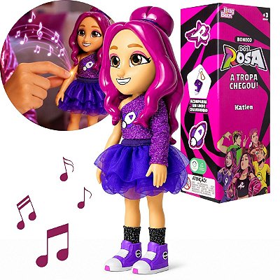 Boneca Katlen Dos Rosa Youtuber Infantil Com Falas 26cm