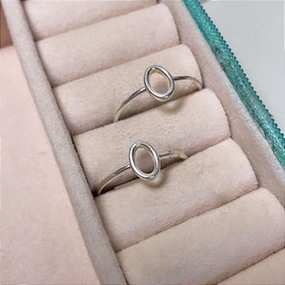 Anel Geométrico Oval Prata 925