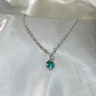 Tornozeleira Com Zircônia Verde Turmalina  Prata 925