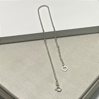 Tornozeleira Prata Bolinhas Diamantadas e Coração