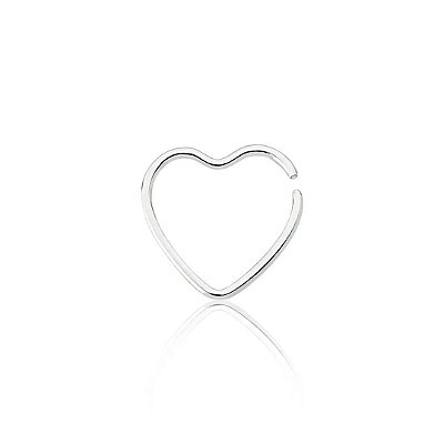 Piercing Argolinha Lisa Coração Prata 925