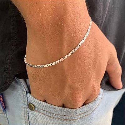 Pulseira Masculina Piastrini 3 mm  Prata 925