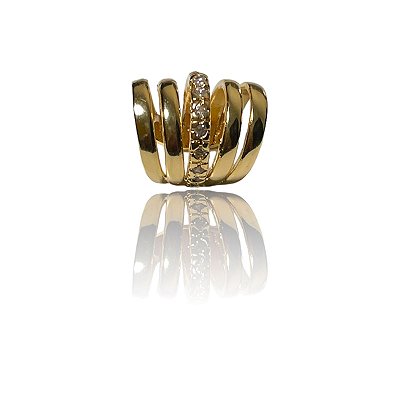 Piercing Fake Vazado e Zircônia Dourado