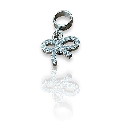 Berloque Laço Cristal  Prata 925