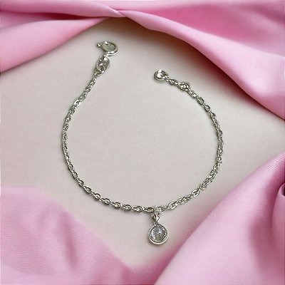 Pulseira Infantil Zircônia Cristal Prata 925