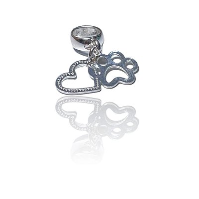 Berloque Patinha e Coração Vazado Prata 925