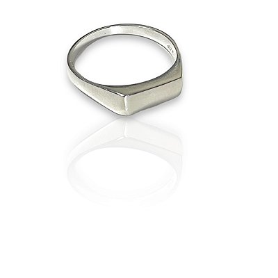 Anel Retangular Chapa Prata 925