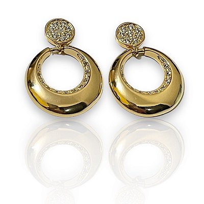 Brinco Circulo Com Zircônias Dourado