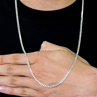 Corrente Prata Masculina Grumet 70cm