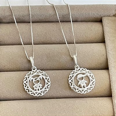 Corrente Veneziana e Pingente Mandala Filho Prata 925