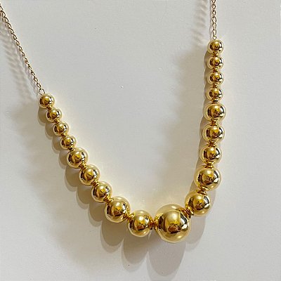 Corrente  Esferas Crescente Dourado