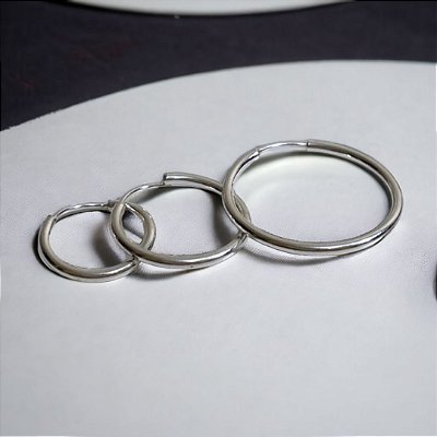 Brinco Trio Argolinha Lisa  Prata 925