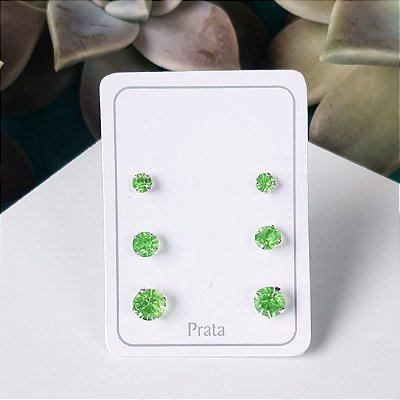 Brinco Trio Prata Zircônias