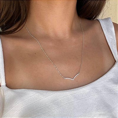 Corrente V Cravejado Prata 925