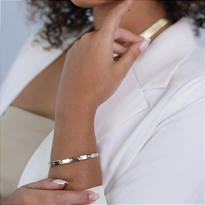 Bracelete Inspiração com Zircônia Dourado