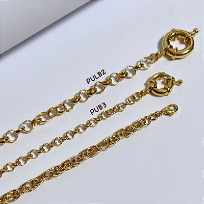 Pulseira Elo Português e Fecho Boia Dourado