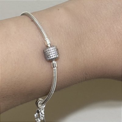 Pulseira Life Tambor Cravejado Prata 925