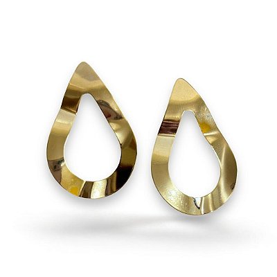 Brinco Gota Vazada Aro Amassado