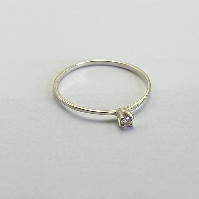 Anel Solitário Cravejado Prata 925