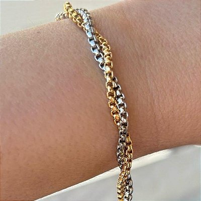 Pulseira Torcida 2 Banhos Dourada