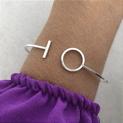 Bracelete Círculo e Palito Prata 925