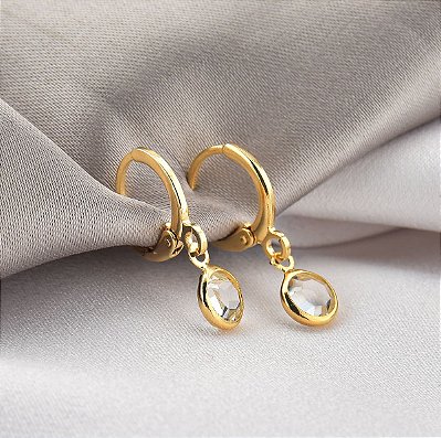 Argolinha Clic com Zircônia Pendurada Dourada